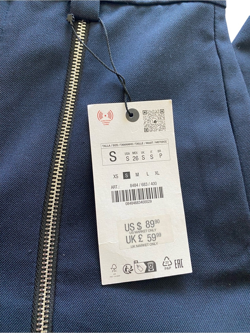 Zara black Wide-Leg Trousers with Front Zip Details - Picture 4 of 6